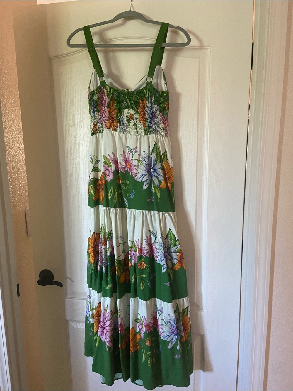 FARM Rio White Maxi Dress with Green Straps and Multicolor Floral Print - Picture 8 of 11